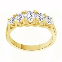 1 Ct LC Moissanite 5-Stone Engagement Wedding Ring 14K Yellow Gold Plated - £77.28 GBP