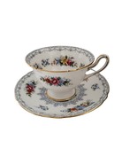 SHELLEY &quot;CROCHET&quot; Gray Lace Rose Floral Pedestal Cup &amp; Saucer Vintage Te... - $30.81