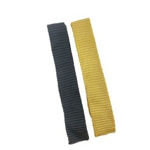 Vintage Polo Ralph Lauren Chaps Sq. Knit Tie Cotton Skinny Necktie Yellow Gray - $33.74