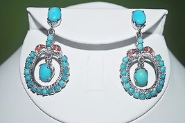 Turquoise, Carnelian and Sterling Silver Pierced Earrings NIB (JT3) - £19.79 GBP