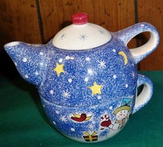 Holiday Ceramic Tea For One / Coco Pot Set - Studio Nova - $6.95