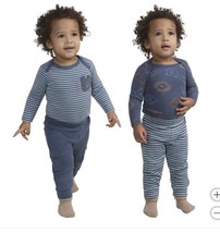 Huggies Girls Boys Layette Set Blue 4-Piece Bodysuits Pants Organic Cotton - $39.99