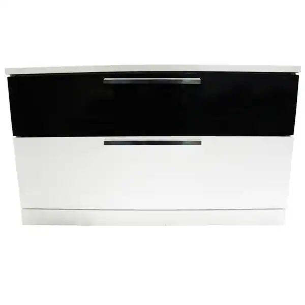 Modern 2-Drawer Nightstand | White/Black Lacquer Bedroom Bedside Table Item image 3