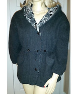 Casual Corner Petite Warm Gray Wool Hooded Jacket Coat Southwest Print T... - £15.47 GBP