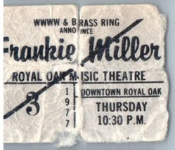 Frankie Miller Ticket Stub Novembre 3 1977 Detroit Michigan - £33.69 GBP