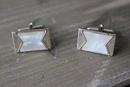 Vintage Mother of Pearl Gold Plate Cufflinks - £9.49 GBP