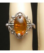 Vintage Parisian Ring Amber antiquarian style raised fancy setting heirl... - €110,23 EUR