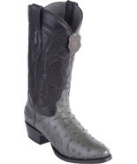 Los Altos Gray Handmade Genuine Full Quill Ostrich Round Toe Cowboy Boot - £414.43 GBP - £430.37 GBP
