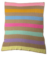 Handmade Unisex Striped Crochet Baby Blanket Afghan Blue Pink Tan Mint Y... - $25.79 CAD