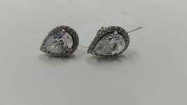 Samuel Aaron Pear Cut White CZ &amp; Round CZ Stones Post Earrings, Sterling - $24.95