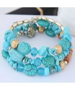 Alloy Gravel Beaded Bracelets Light Blue - $161.78 MXN