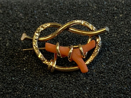 Vtg Gold Plated Brooch Fashion Costume Jewelry Coral Branch Twig Pretzel... - £31.46 GBP