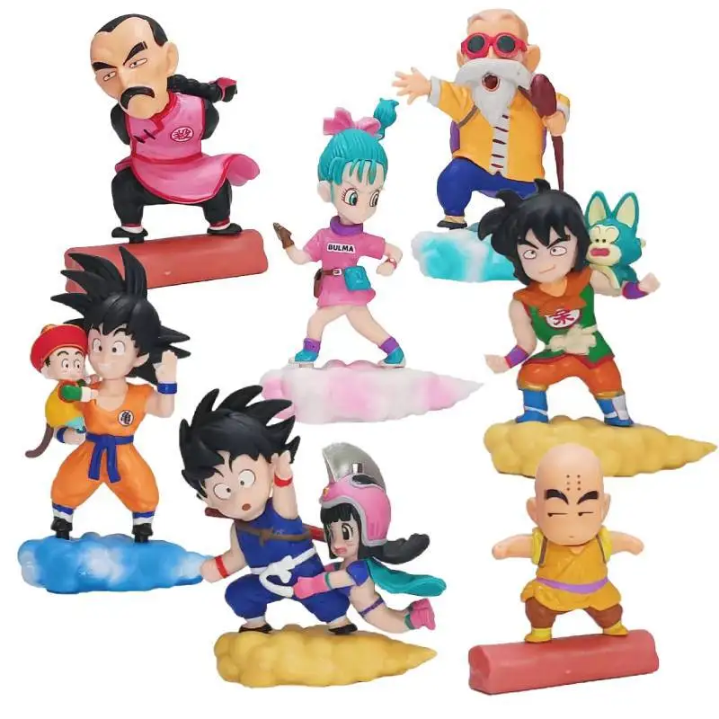 7pcs/set New Dragon Ball Anime Figures Son Goku Kuririn Bulma Tao Pai Pai Kame - £24.64 GBP