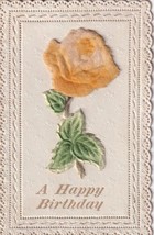 Happy Birthday Yellow Velvet Rose  Postcard E01 - £2.32 GBP