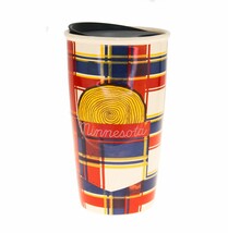 Starbucks Minnesota Blue Red Plaid Ceramic Traveler Tumbler Coffee Mug 1... - £58.56 GBP