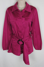 G.I.L.I. Military style jacket Got it Love it button front belt Fuchsia ... - £29.37 GBP