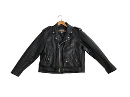 VTG MotoBoss Men Leather Jacket  Black Bomber Biker Greaser Motorcycle 48 - $84.15