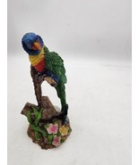 Vtg Rainbow Lorikett Parrot Figurine Perching On A Branch 5 In  - $9.99