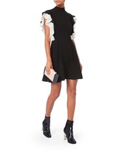 CINQ A&#39; SEPT Women&#39;s Black Reiko Silk Contrast Ruffle Sleeve Dress (Size 0) - £117.95 GBP
