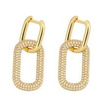 FA Gold Heart Drop Earrings For Women Geometric Zirconia Huggie Earrings Dangle  - £13.56 GBP