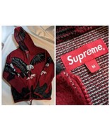2016 Supreme Eagle Hooded Zip Up Long Sleeve Sweater Men Fashion Red Medium - $338.45 CAD