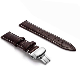 24mm Genuine Leather Watch Band Strap Fits TUDOR Brown With White Stich-Q88 - £15.78 GBP