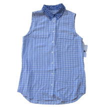 NWT Equipment Sleeveless Slim Signature in Nautical Blue Silk Button-up Shirt S - £49.27 GBP