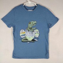 Cat &amp; Jack Tee Shirt Boys Size Small 6-7 Blue Short Sleeve Crew Neck Dinosaur  - £3.98 GBP