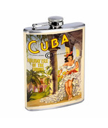 Vintage Poster D204 Flask 8oz Stainless Steel Cuba Holiday Isle of the Tropics - $14.80
