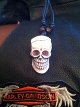 Large White Biker Skull Pendant made from Yak Bone - £2.95 GBP