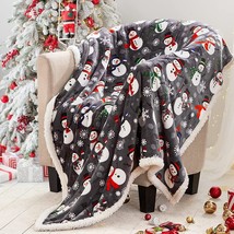 Sherpa Christmas Throw Blanket, Fuzzy Fluffy Soft Cozy Blanket (50&quot;x60&quot;,Snowman) - £14.00 GBP