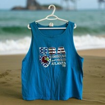 Vtg USA Atlanta ‘96 Turquoise Tank Top Sleeveless Shirt Home Town Tees M... - £19.46 GBP