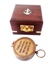 Follow Your Inner Compass Personalized Engraved Antique Brass Compass in Wooden - £21.79 GBP