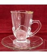 Noritazeh Persian Cup &amp; Saucer Clear Glass with Gold Trim Tea Espresso  - $21.73