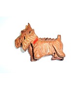 Vintage Brooch CARVED WOOD Scottish Scotty Terrier Dog Animal 3D Pin Kitsch - £15.09 GBP