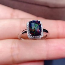 Natural Black Opal Gemstone  Ring Suits for Women Real 925 Sterling Silver Fine  - £109.75 GBP