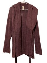 J Jill Open Front Purple Long Cardigan Sweater Crochet Large Alpaca Wool Mohair - £19.50 GBP