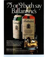 1981 Ballantine&#39;s Scotch Whisky Whiskey Vintage Print Ad Rocks Glass Wal... - $10.97