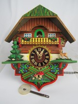 cuckoo clock vintage CHALET old Germany painted 1960&#39;s - £110.81 GBP