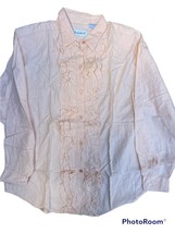 Women’s Stamford Peach Orange Ruffle Button Down Dress Shirt Large NWT V... - $21.23