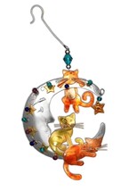 Kitty Dreams Crescent Moon Cat Pet Ornament Pilgrim Imports Metal Fair Trade - £18.47 GBP