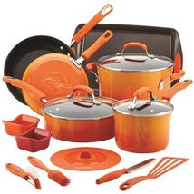 Nonstick Cookware Bakeware Set Orange Large Pots And Pans Baking Pan Kitchen New - £135.85 GBP