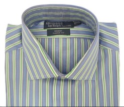 Genuine Ralph Lauren Polo Size 15 16 16.5 Blue White Green Striped Cotton Shirt - £39.20 GBP