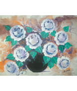 ORIGINAL 24x36&quot; White Roses Decor Canvas Wall Art   -: rdoward fine art - £172.49 GBP