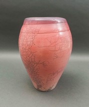 Galloway 1987 Signed Vintage Crackled Glazed Raku Studio Art Pottery Vase 12&quot; - £156.61 GBP