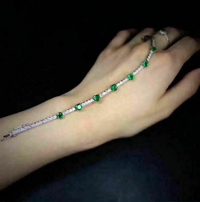 10Ct Round Cut GreenCZ 7" Pulsera de tenis para mujer Chapado en oro blanco... Item image 4