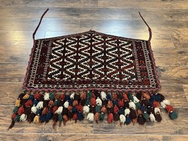 Antique Turkoman Camel Trapping Asmalyk Red Black Ivory Handmade Collectible Rug - £2,319.24 GBP