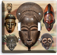 African Ancient Warrior Tribe Mask 2 Gang Light Switch Wall Plate Room Art Decor - £10.89 GBP