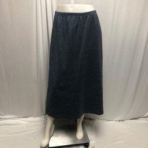 LL Bean Skirt Womens Size Medium Petite Cotton Knit Blue Midi A-Line Comfy - $19.59