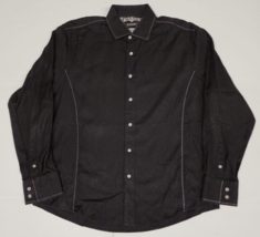 Men&#39;s Zagiri Black Thick Stitching Button Up Dress Shirt - Size 2XL - $24.18